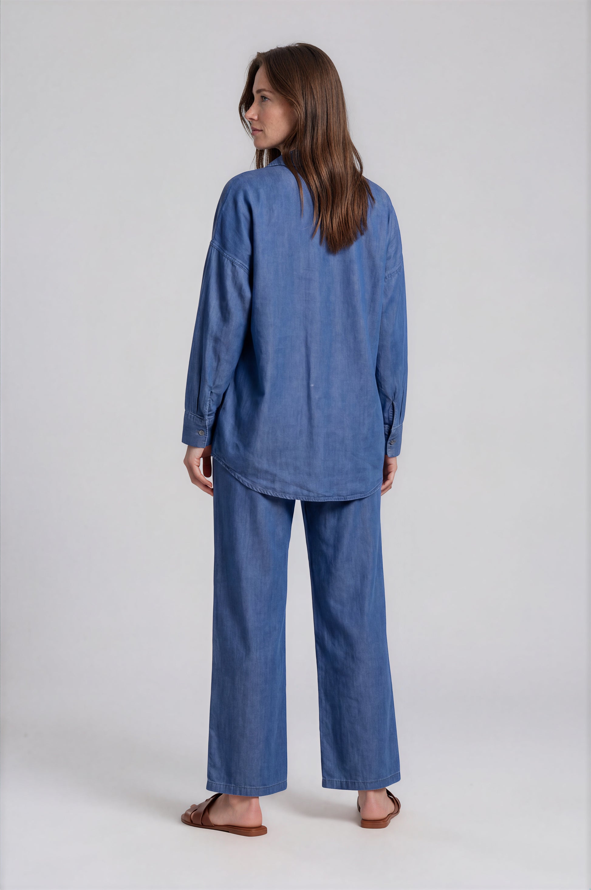 Embroidered Denim Jacket & Wide-Leg Pants Set