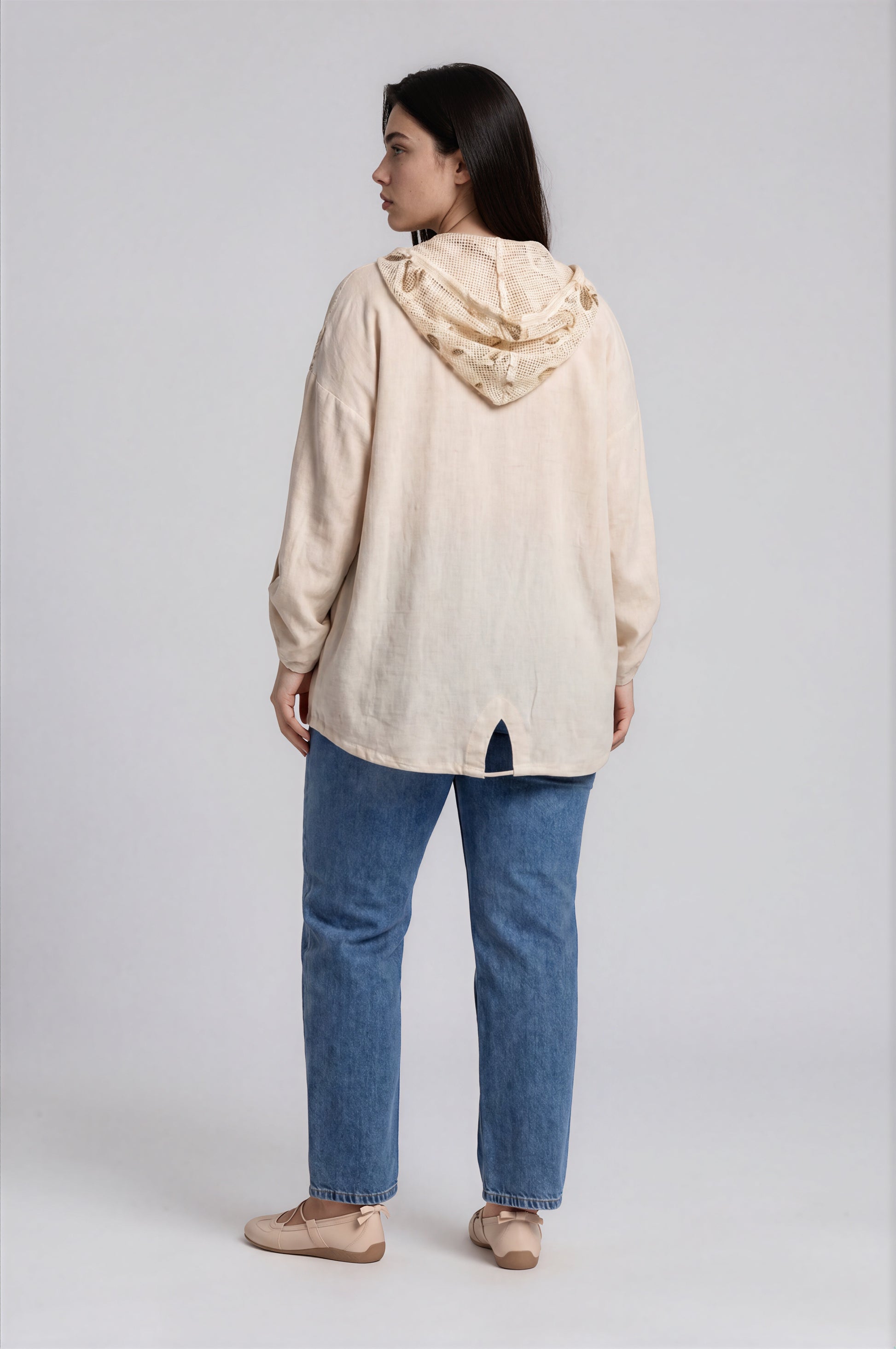 Floral Mesh Lace Hooded Jacket