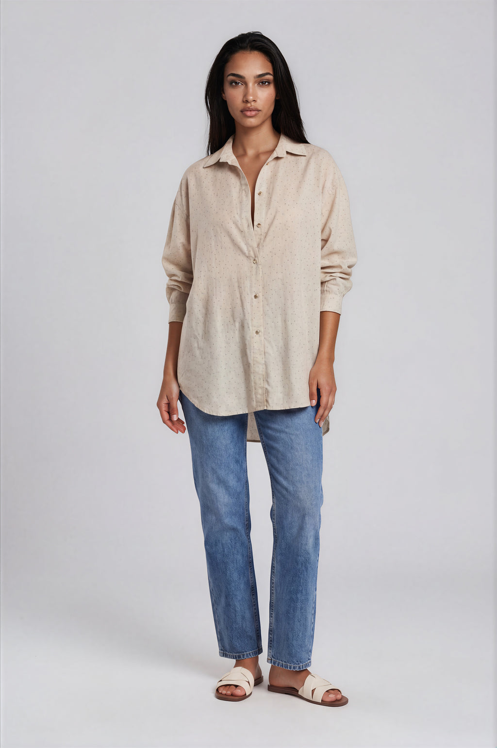 Oversized Embellished Button-Down Shirt