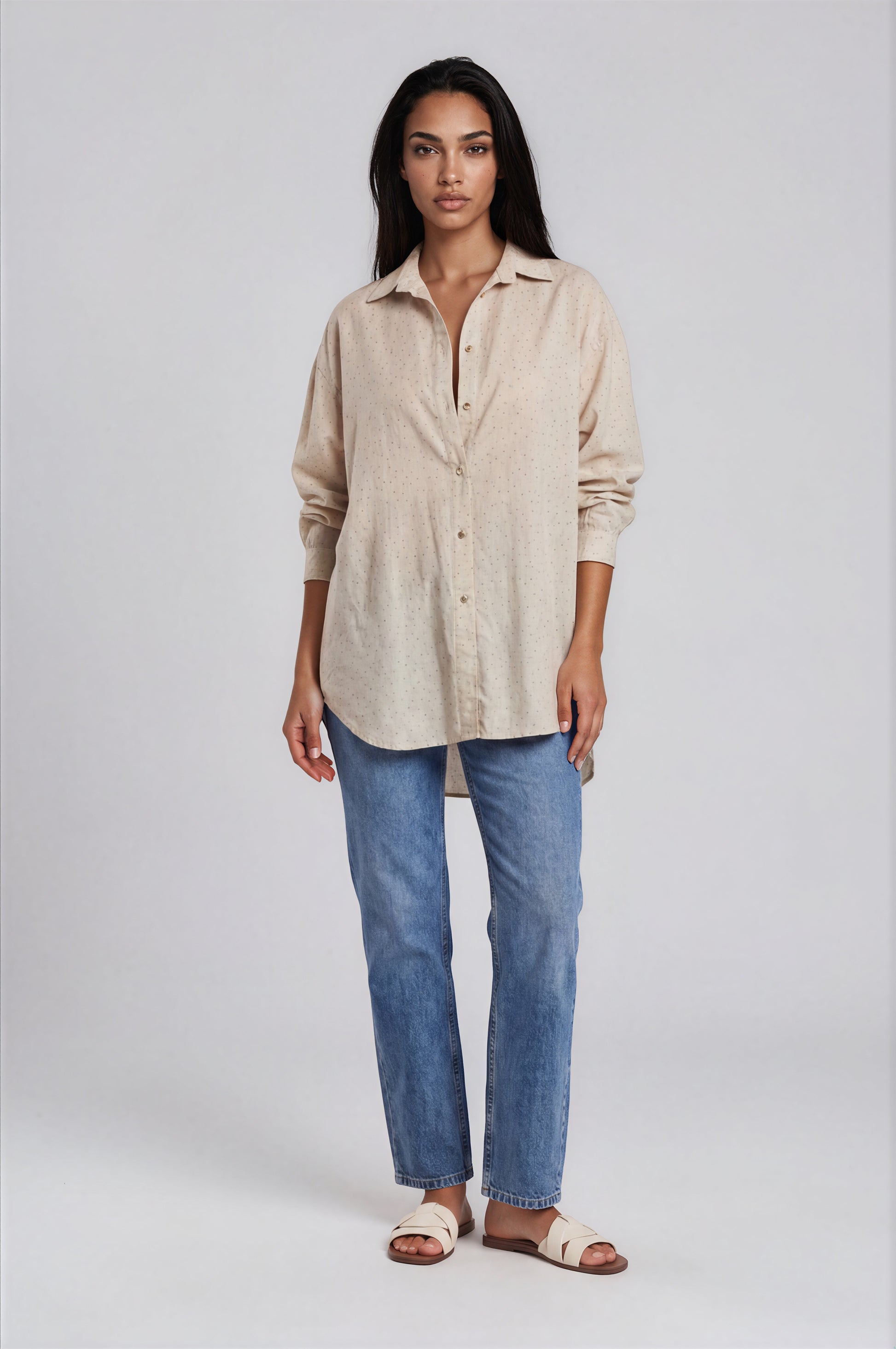 Oversized Embellished Button-Down Shirt