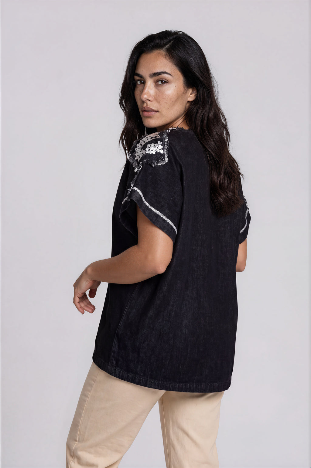 Floral Embroidered Linen Vest