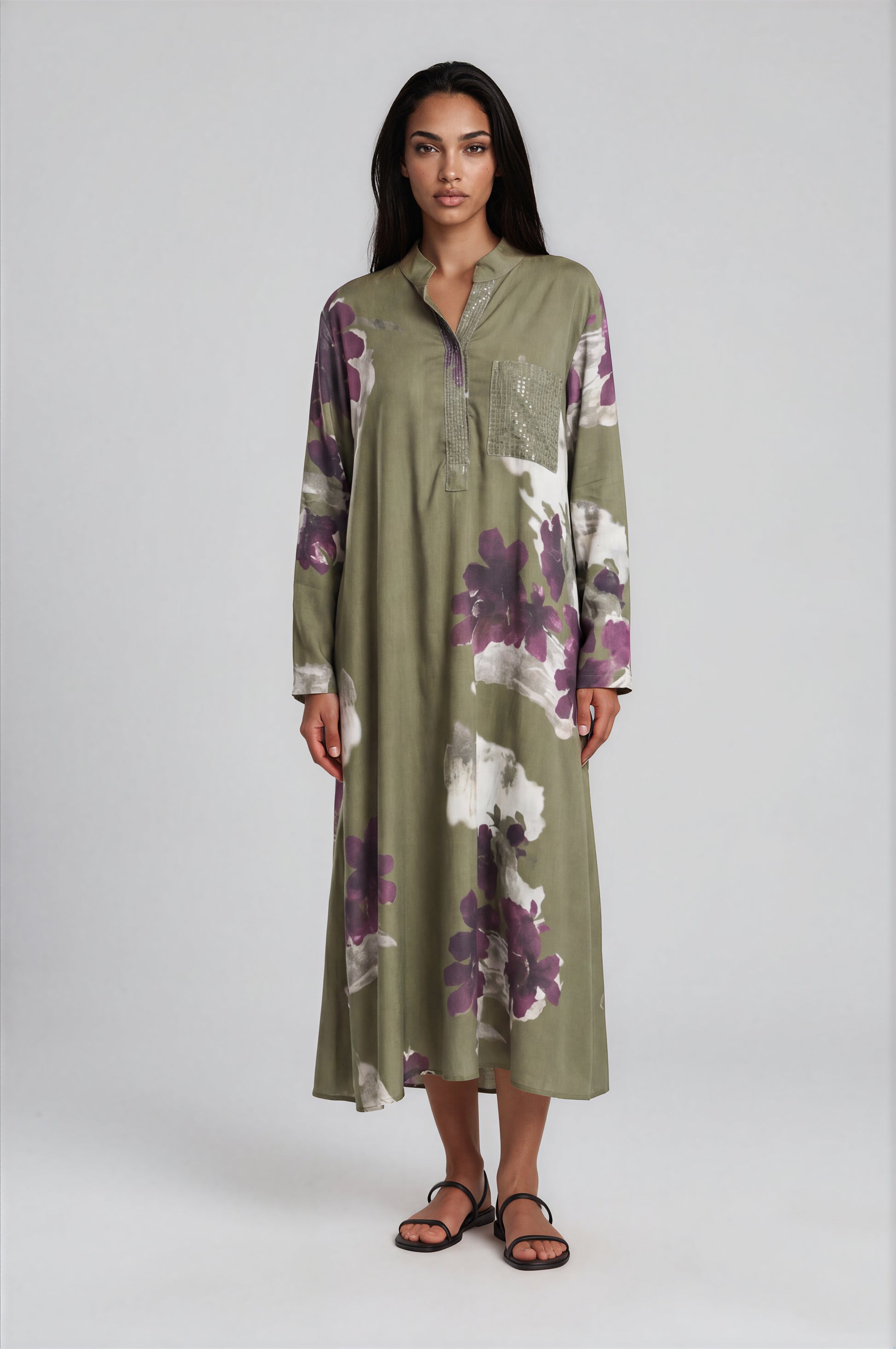 Floral Print Kaftan Dress