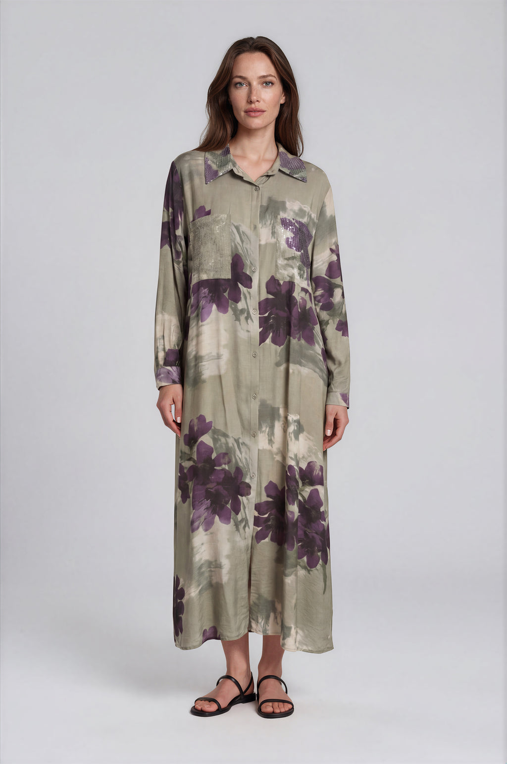 Watercolor Floral Sequin Dress