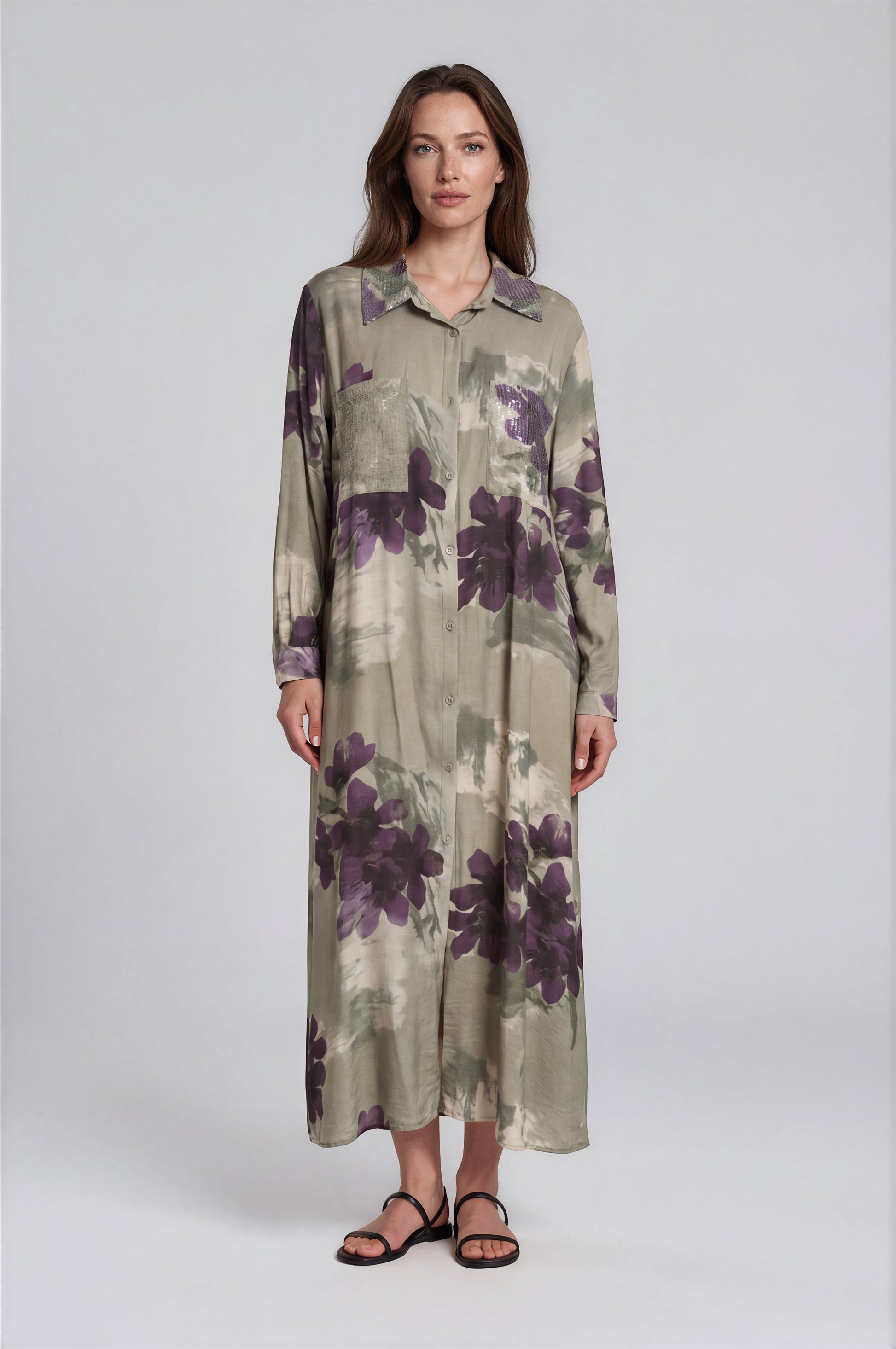Watercolor Floral Sequin Dress