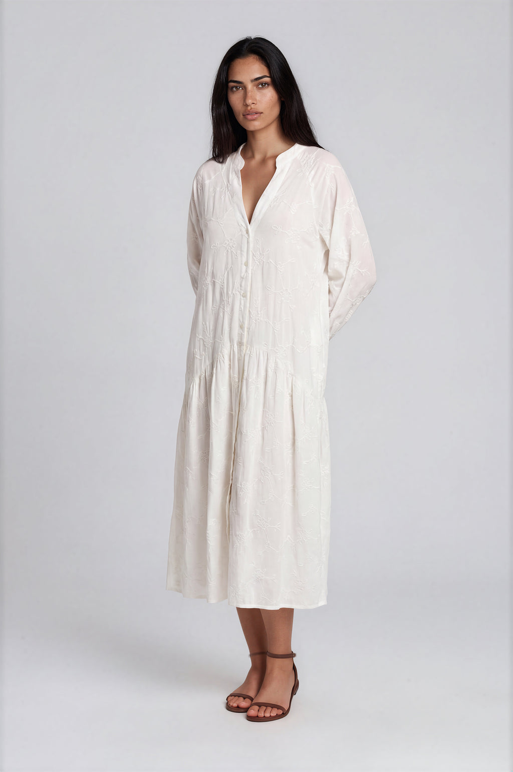 Tonal Embroidered Midi Dress