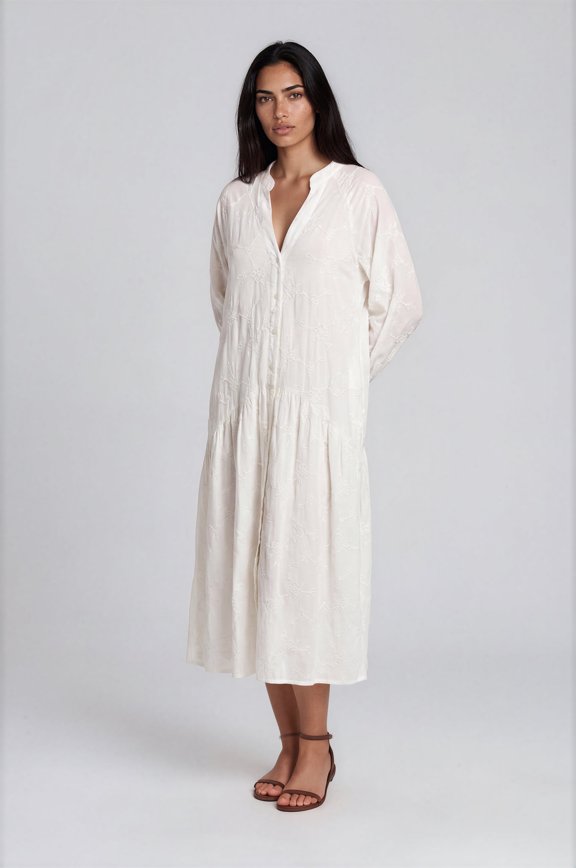 Tonal Embroidered Midi Dress
