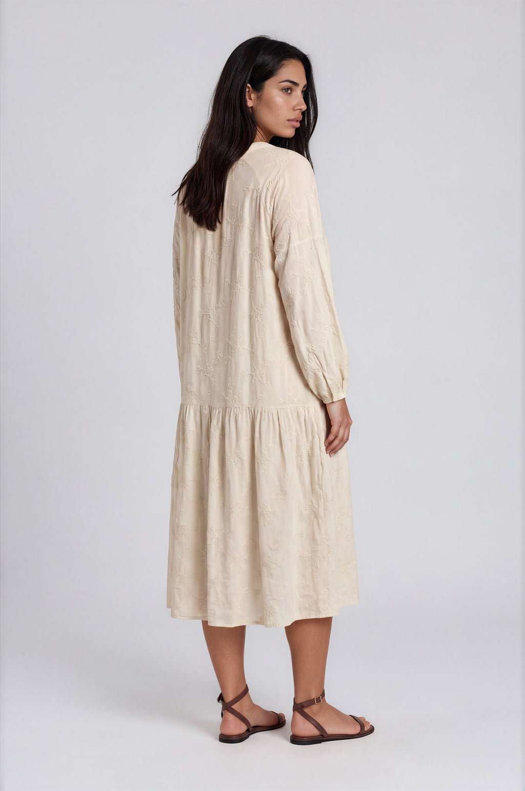 Tonal Embroidered Midi Dress
