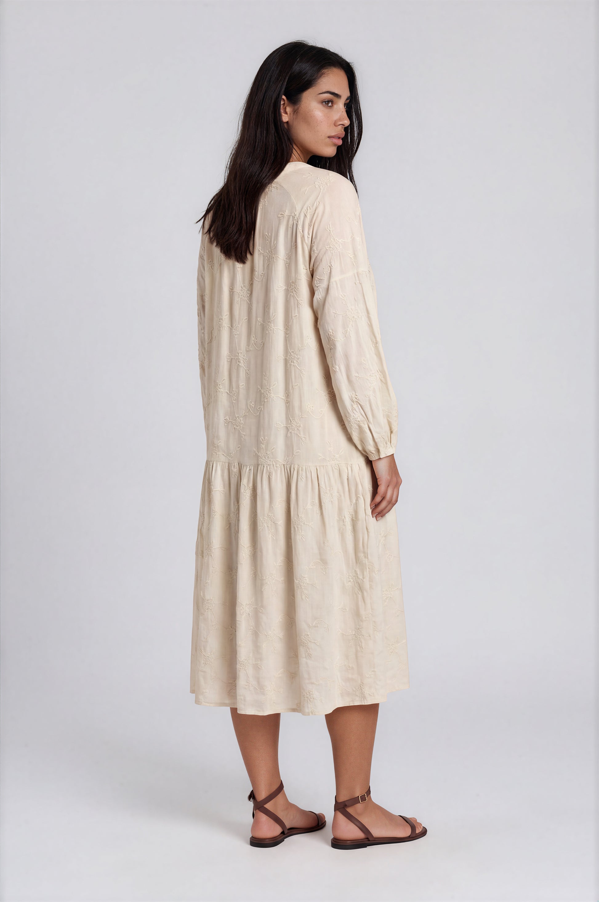 Tonal Embroidered Midi Dress
