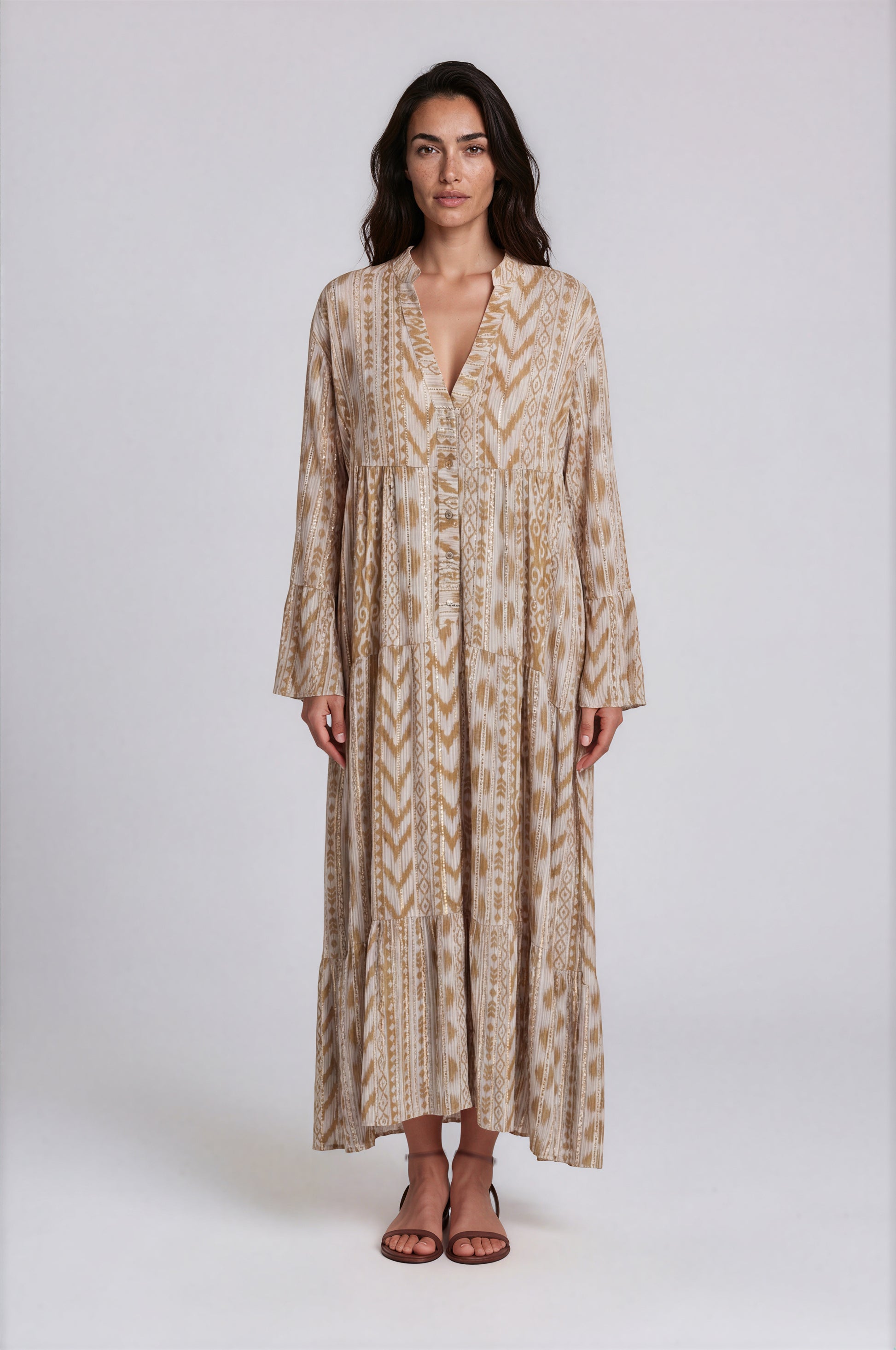 Ikat Print Maxi Dress