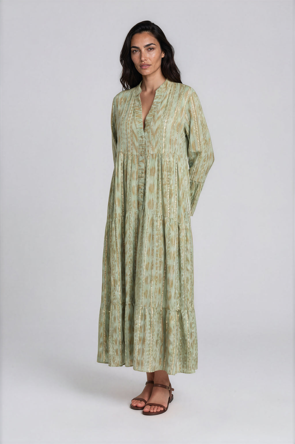 Ikat Print Maxi Dress