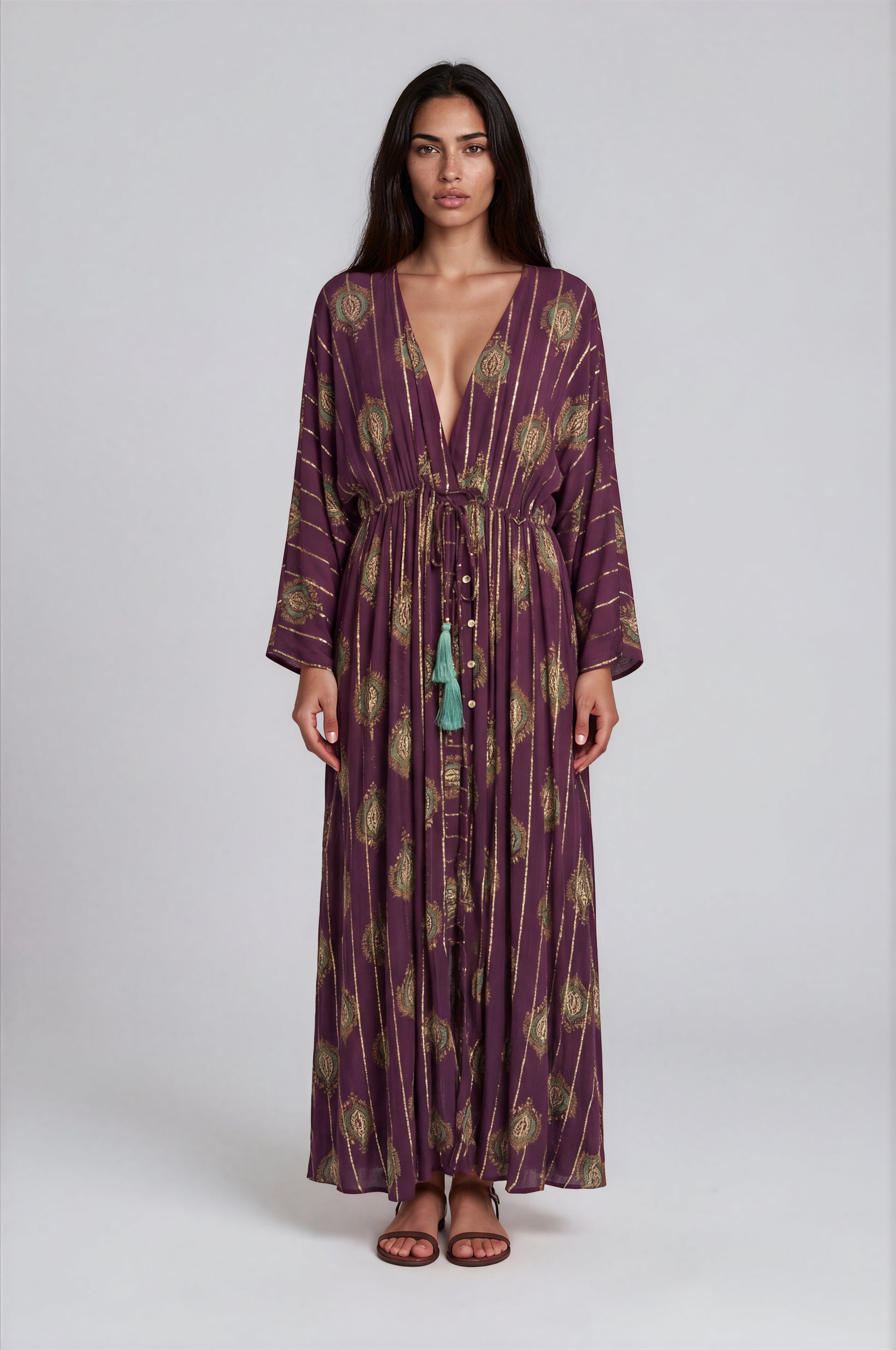 Paisley Shimmer Kaftan Dress