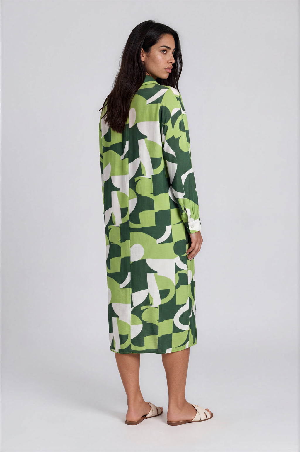 Abstract Midi Shirt Dress