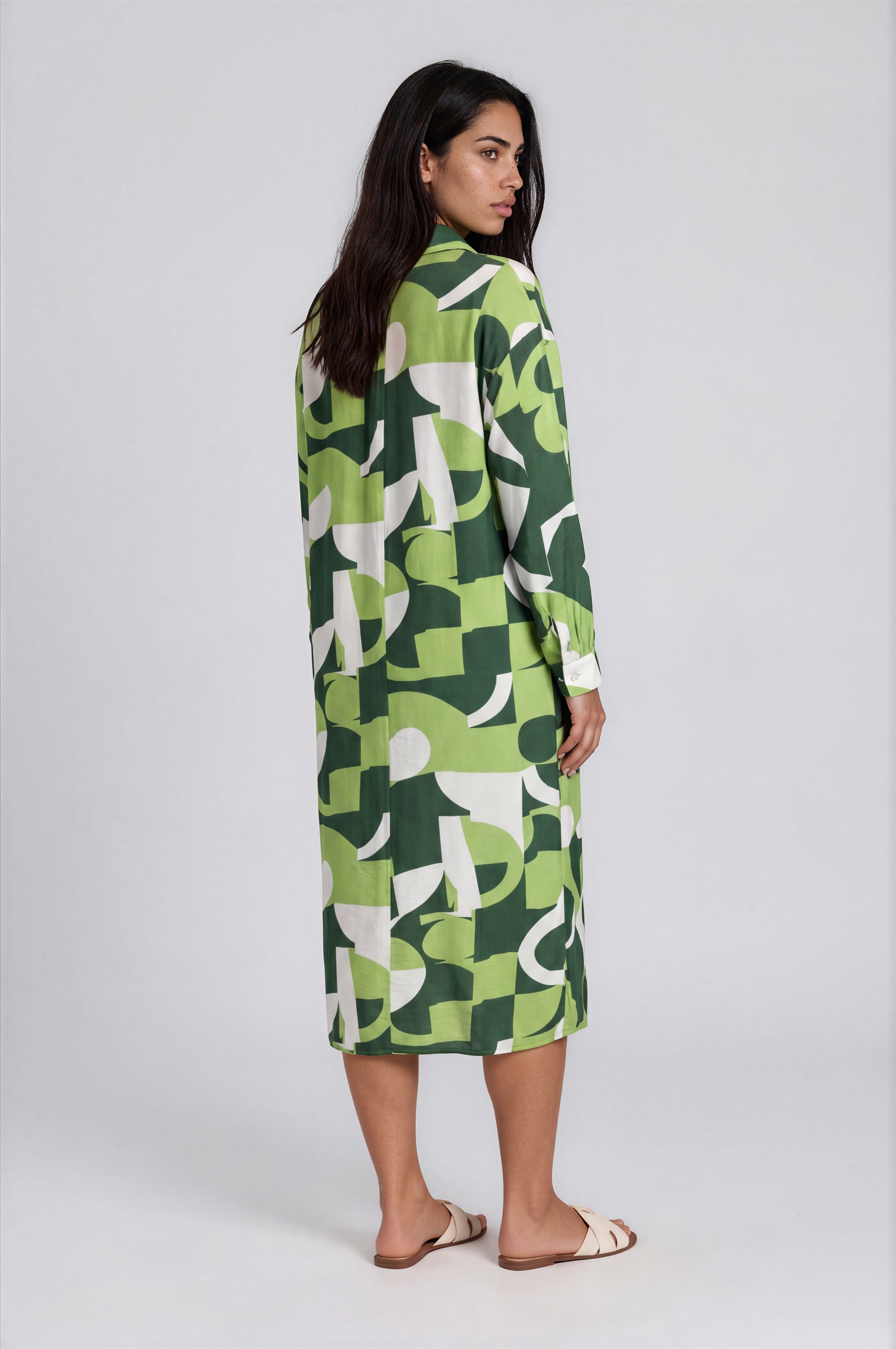 Abstract Midi Shirt Dress