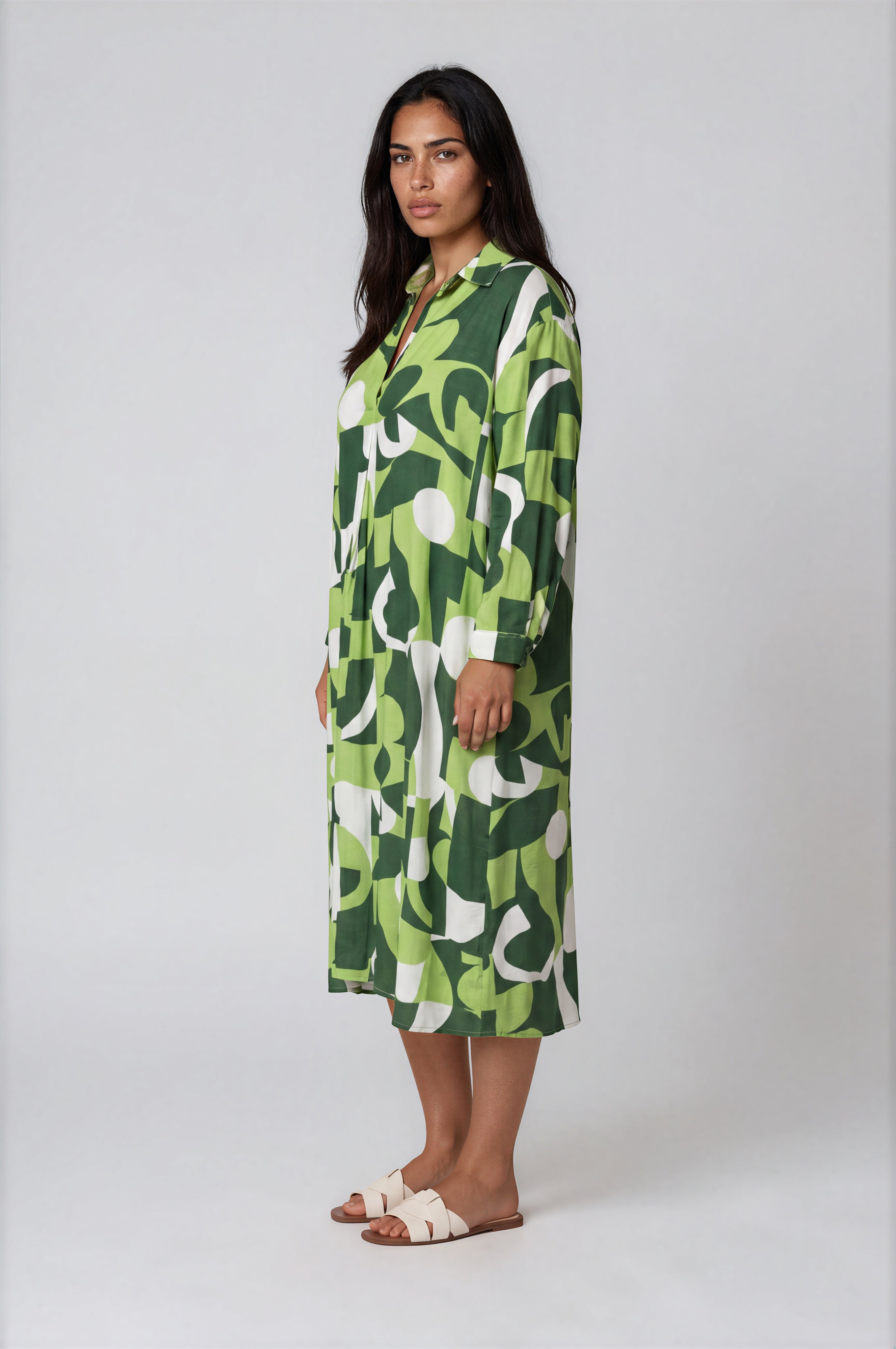Abstract Midi Shirt Dress