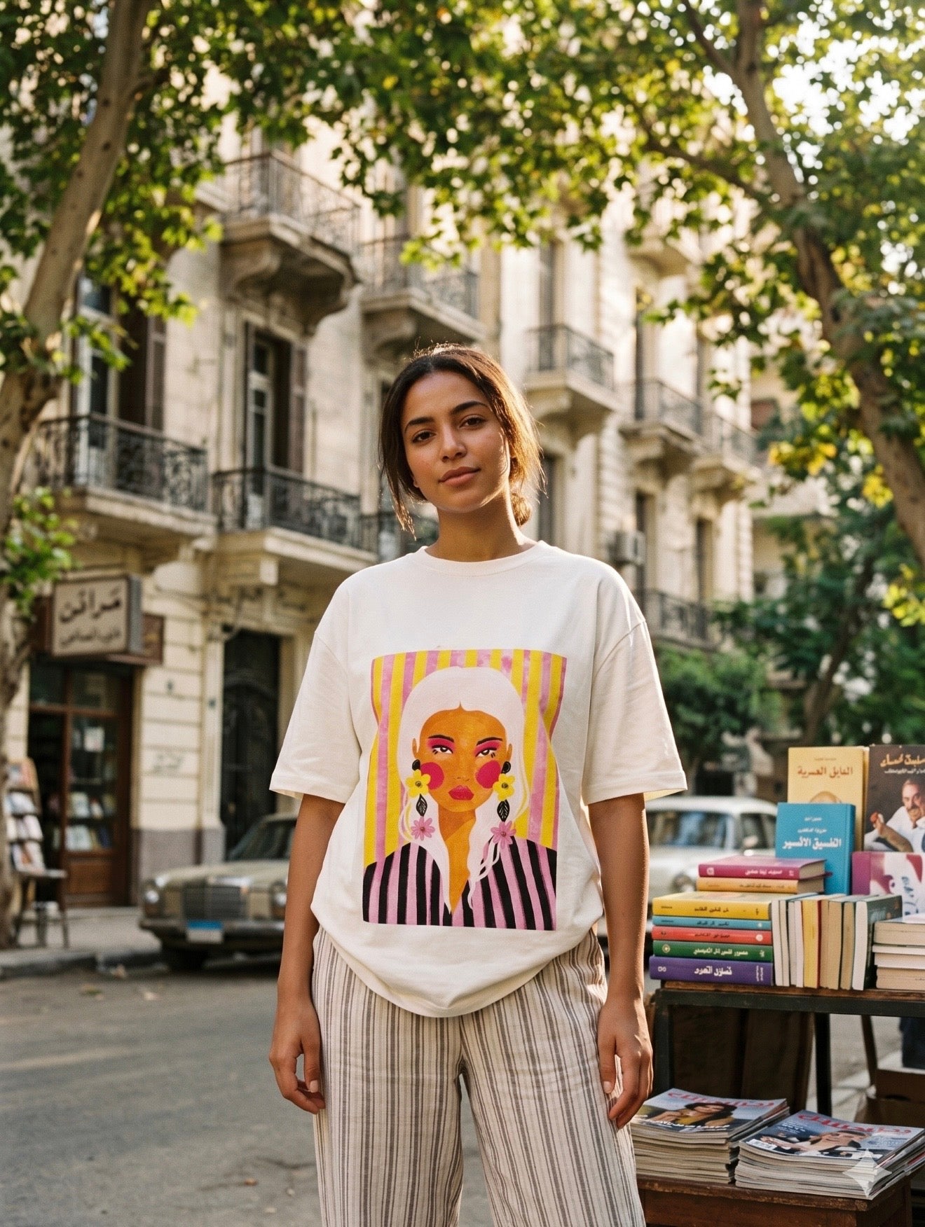 Illustrated Portrait Graphic T-Shirt