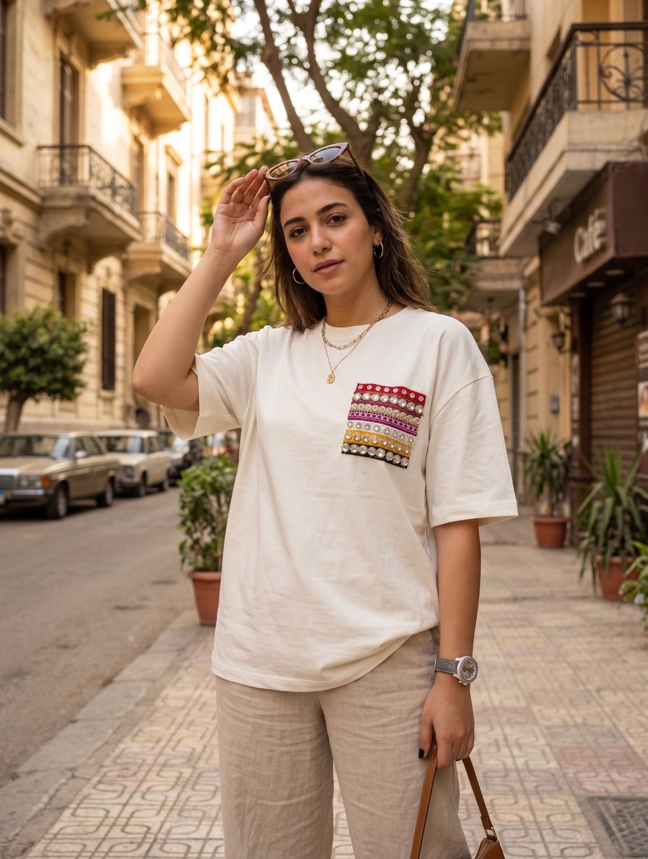 Embellished Pocket Oversized T-Shirt