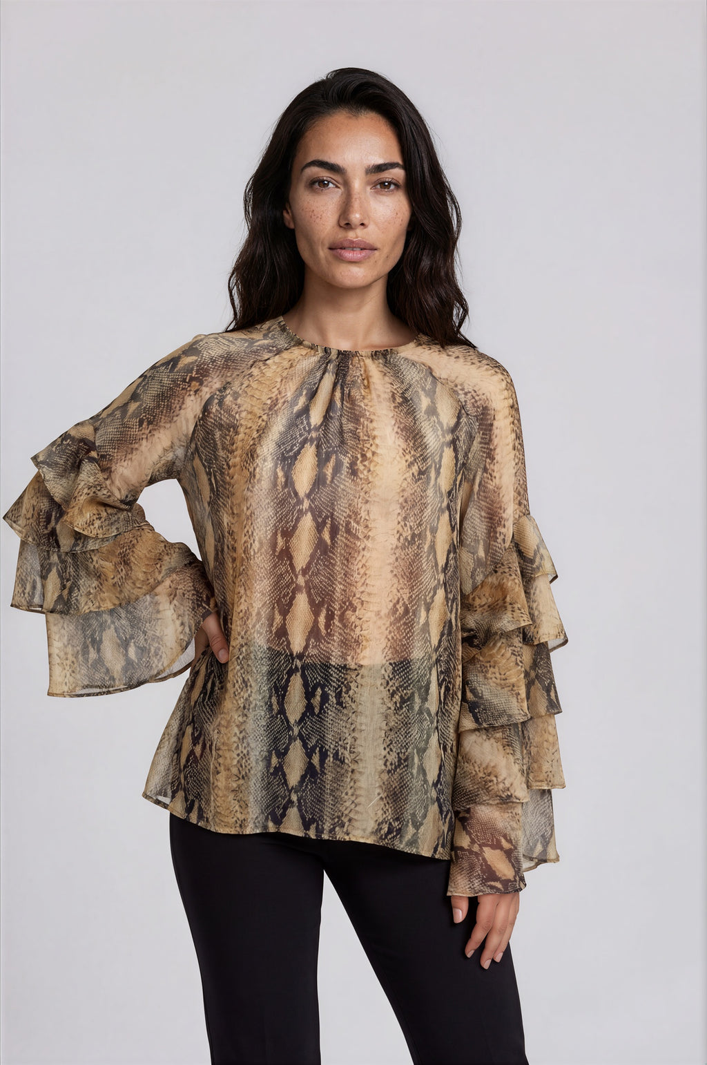 Snake Print Chiffon Blouse