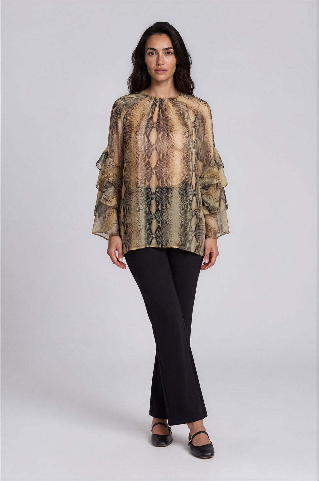 Snake Print Chiffon Blouse