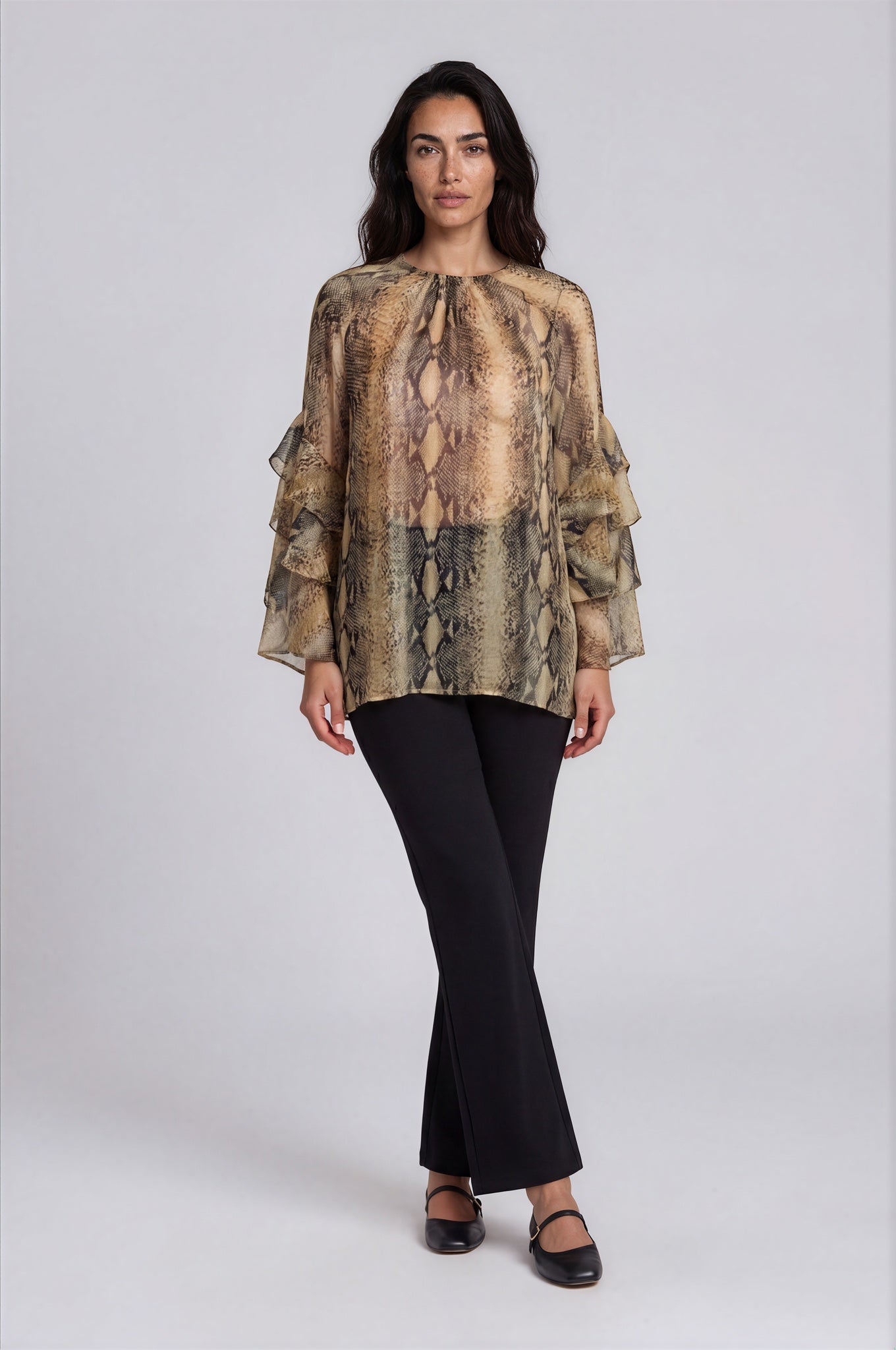 Snake Print Chiffon Blouse