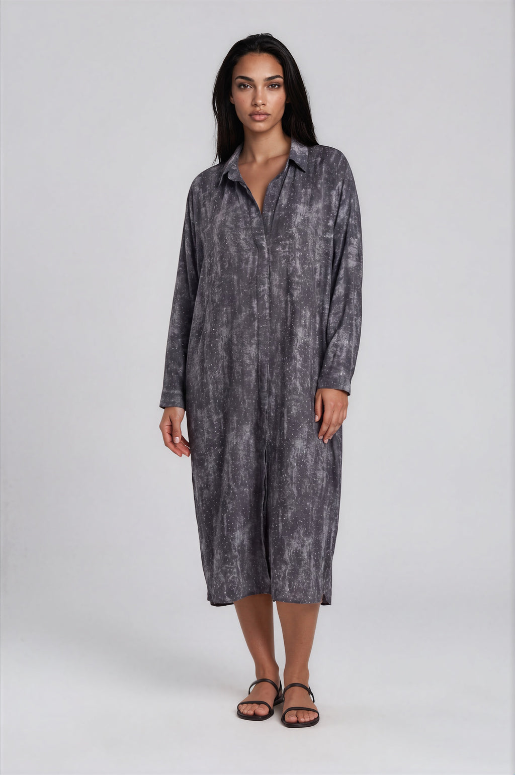 Marble Print Oversized Shirt Dress