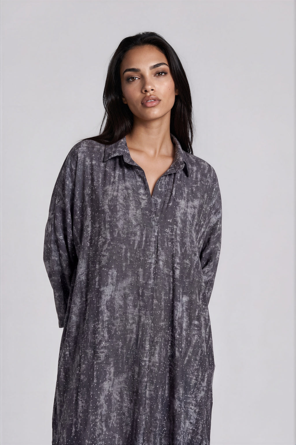 Marble Print Oversized Shirt Dress