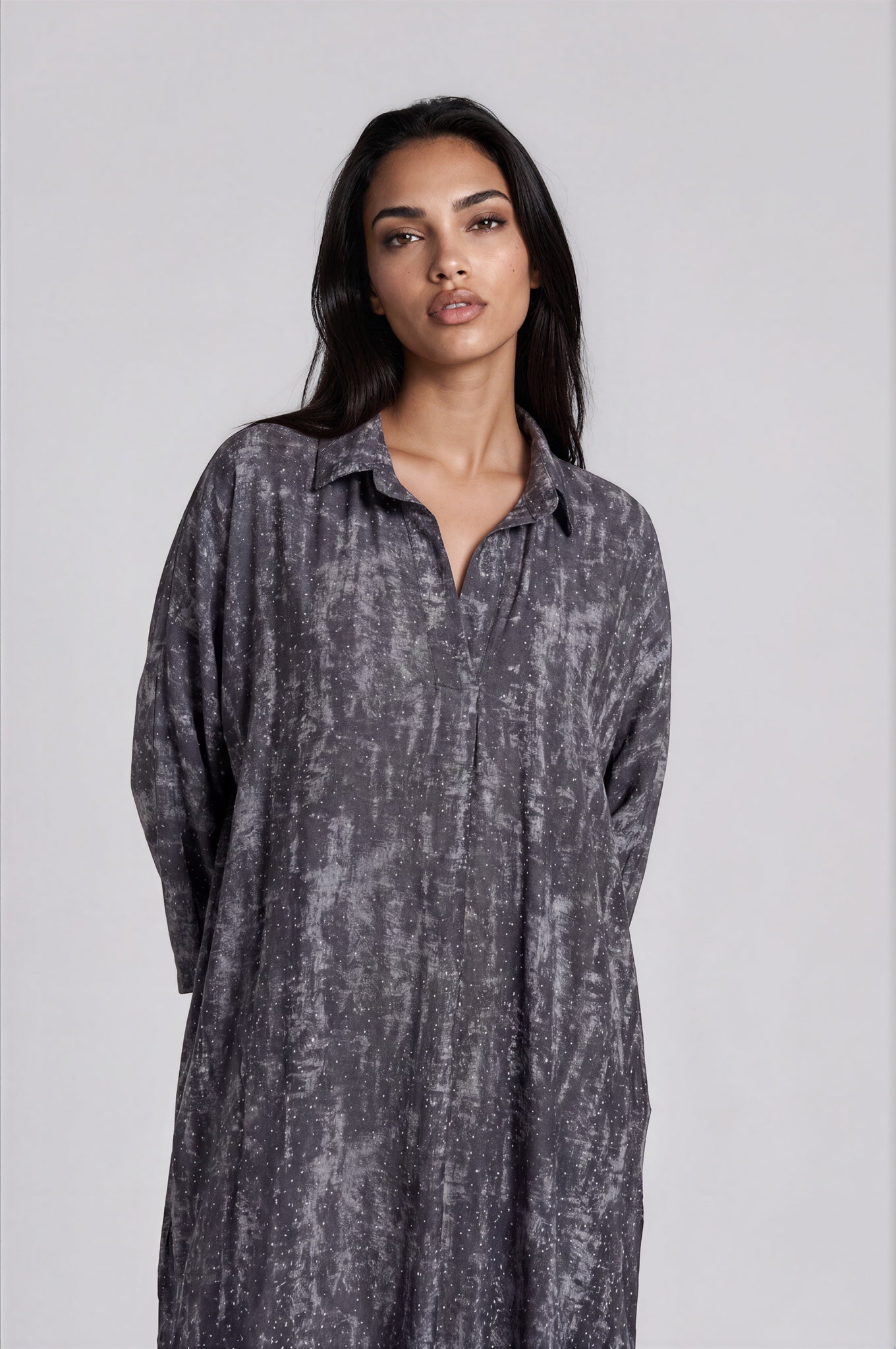Marble Print Oversized Shirt Dress