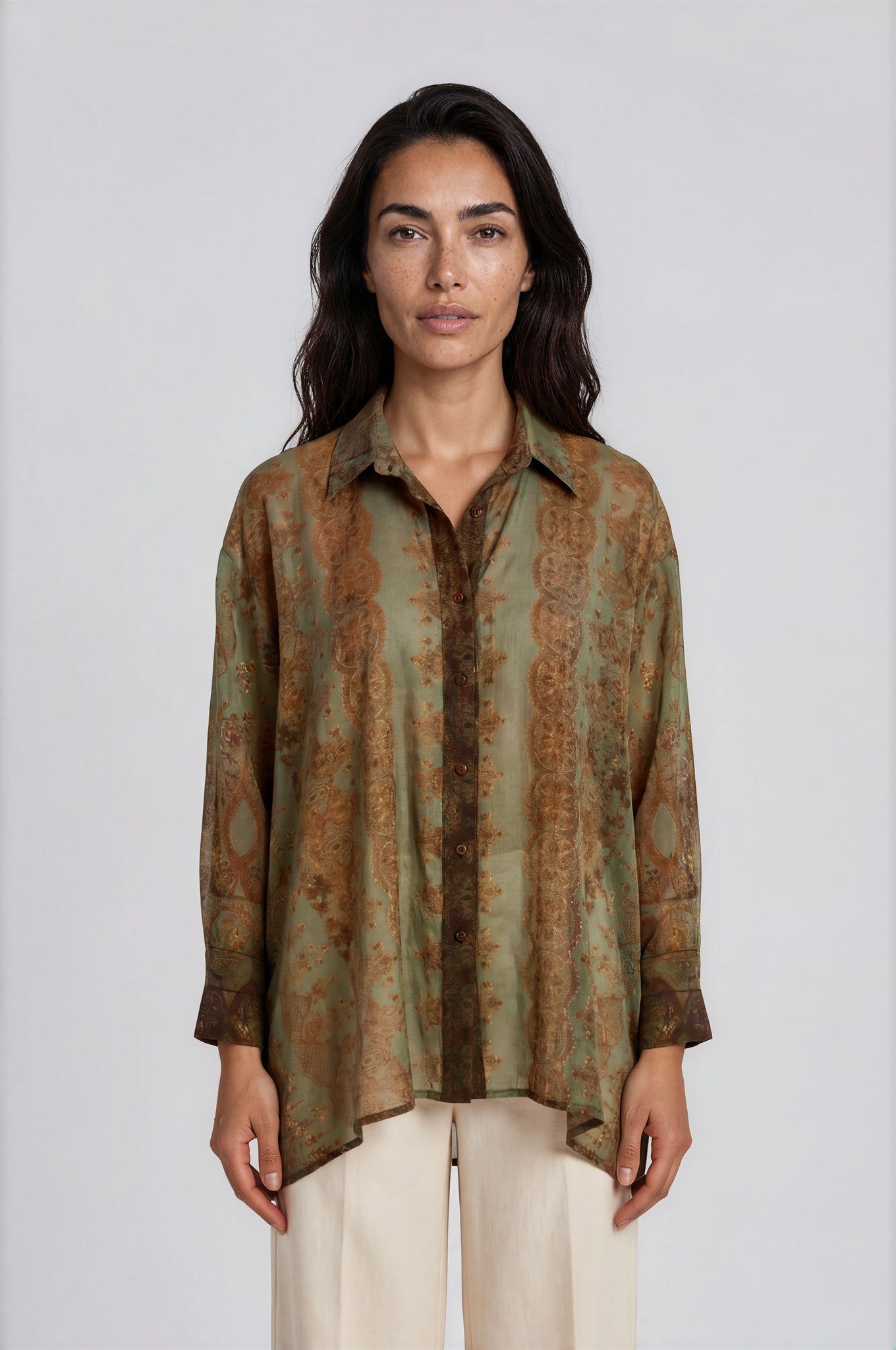Oversized Sheer Tunic Blouse