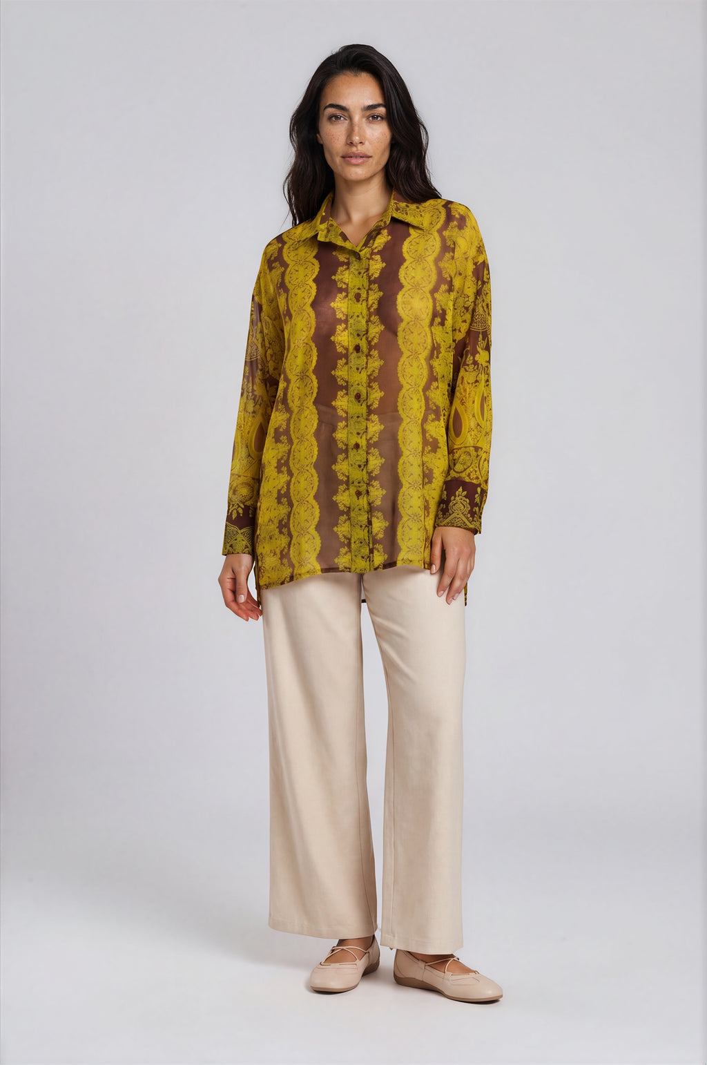 Oversized Sheer Tunic Blouse