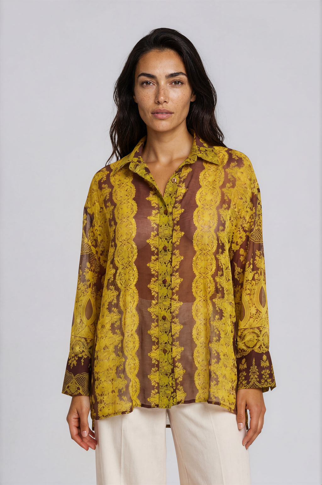 Oversized Sheer Tunic Blouse