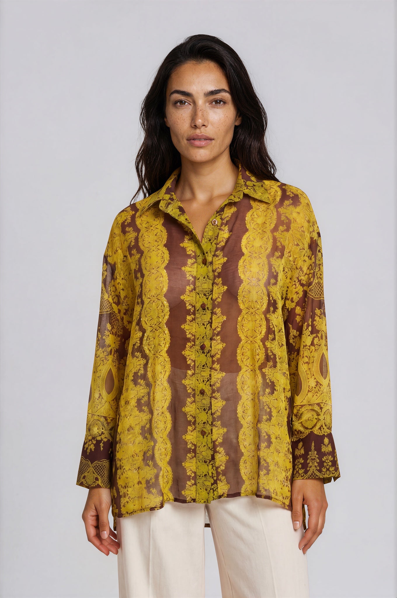 Oversized Sheer Tunic Blouse