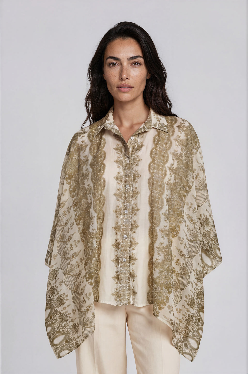 Oversized Sheer Tunic Blouse