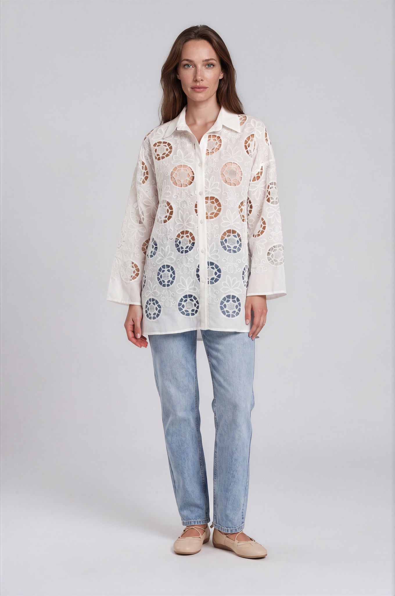 Eyelet  Cutwork Shirt