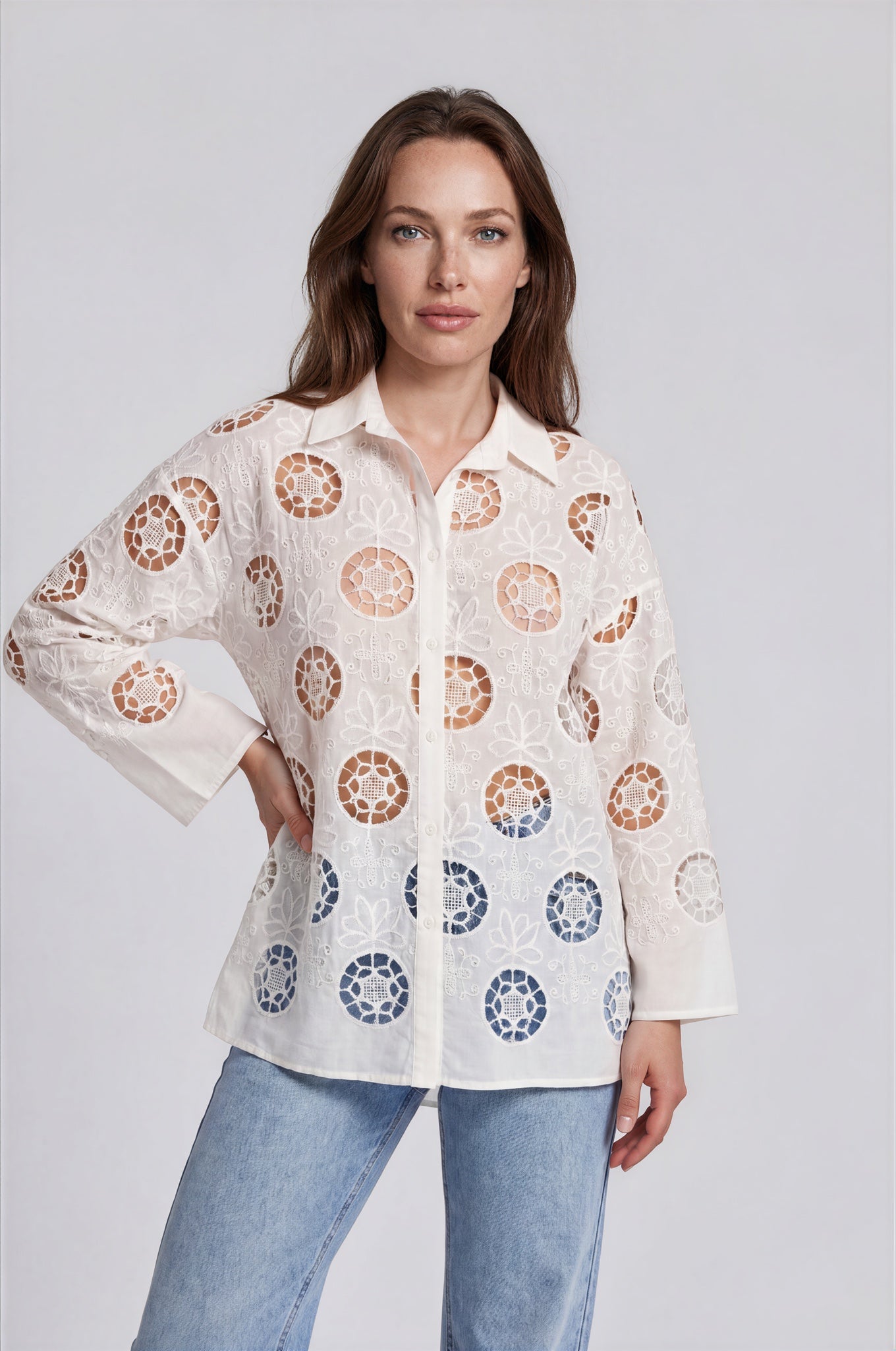 Eyelet  Cutwork Shirt