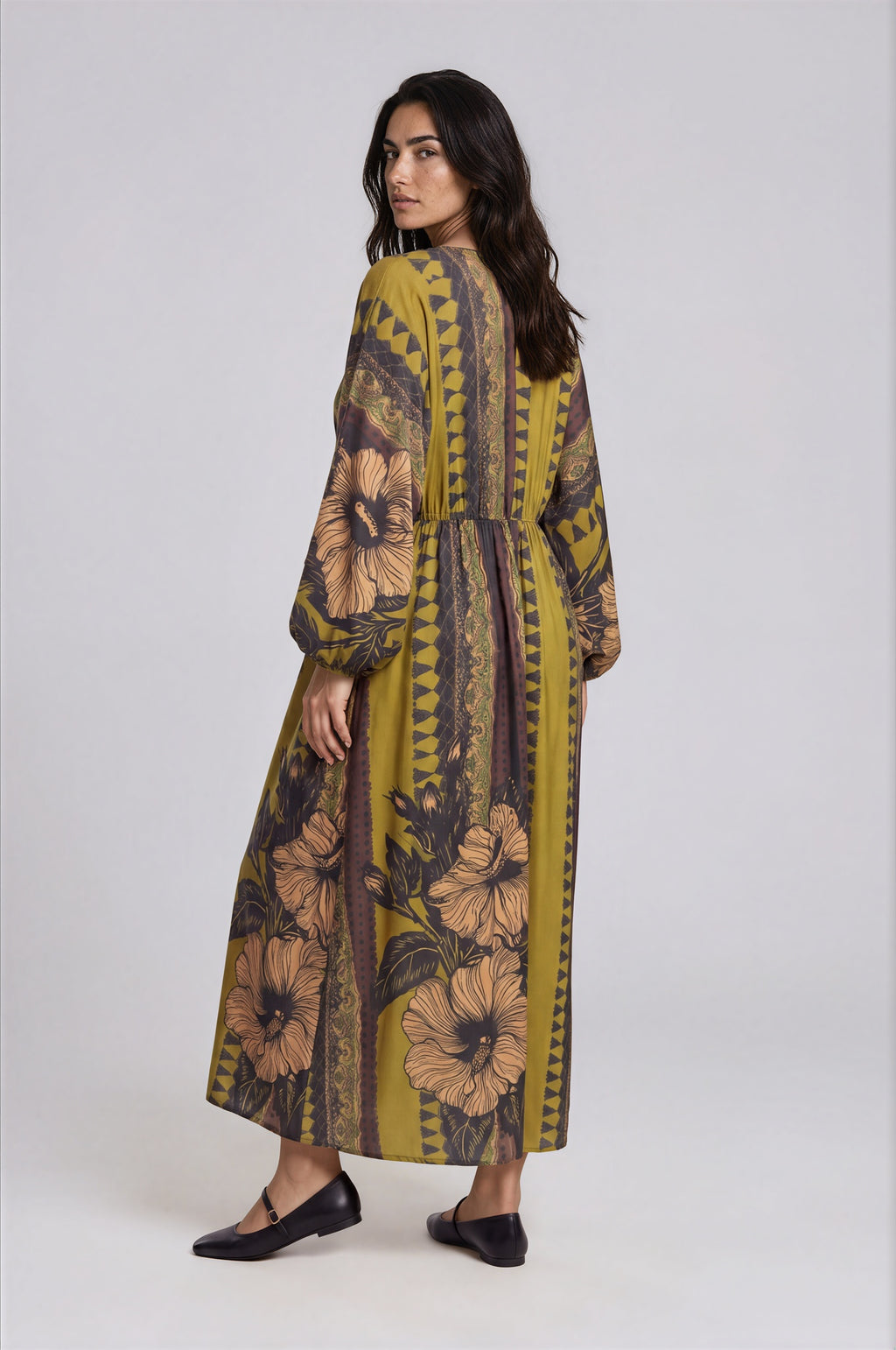 Mixed Print Satin Dress