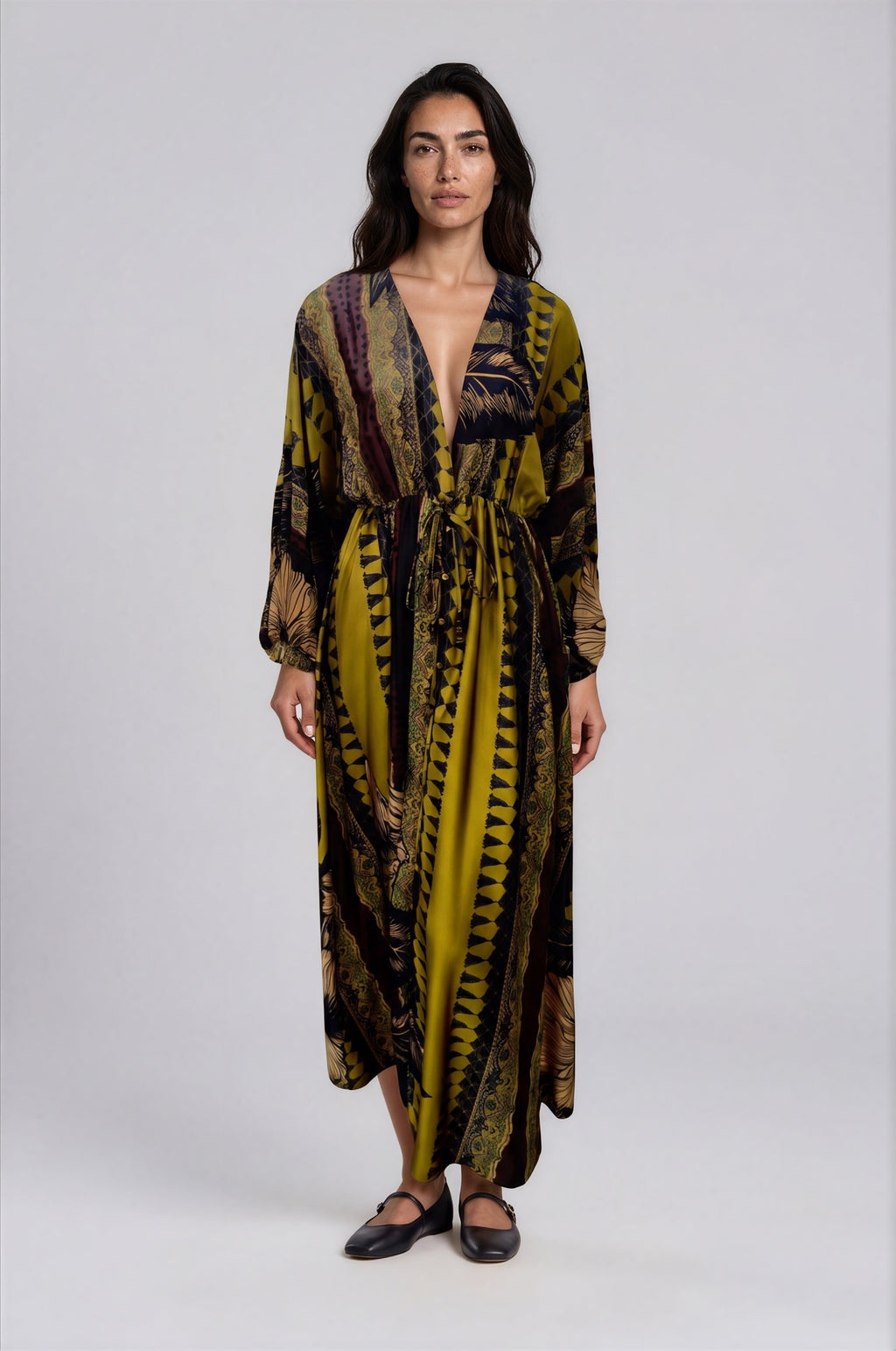 Mixed Print Satin Dress