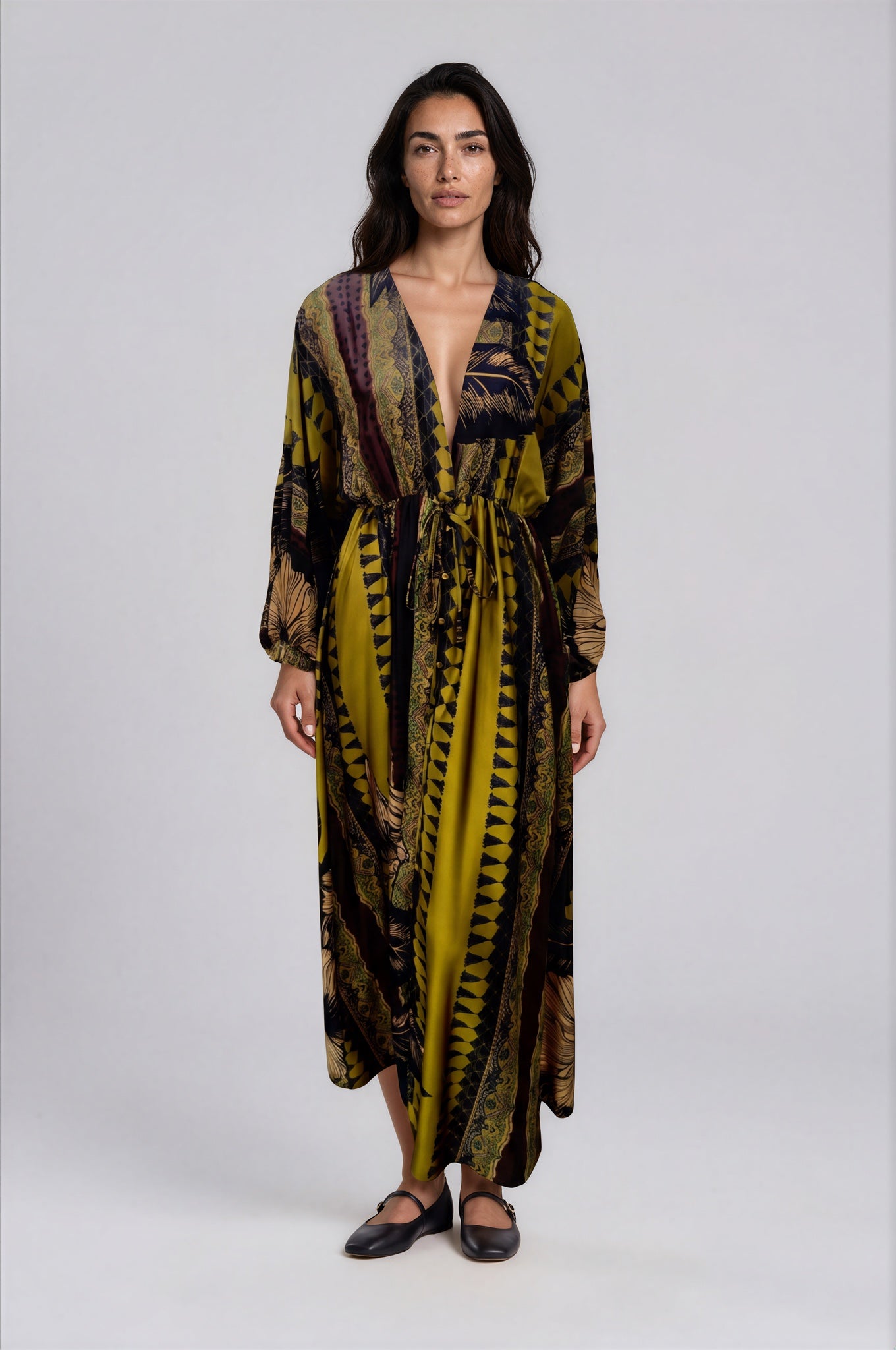 Mixed Print Satin Dress