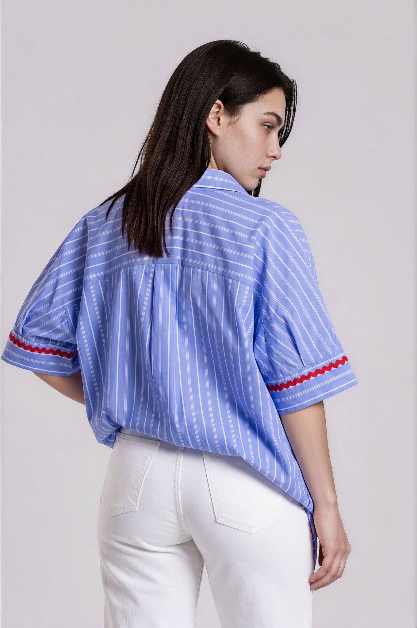 Striped Shirt with Lobster Embroidery
