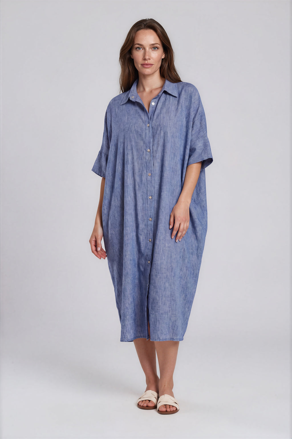 Oversized Linen Shirt Dress