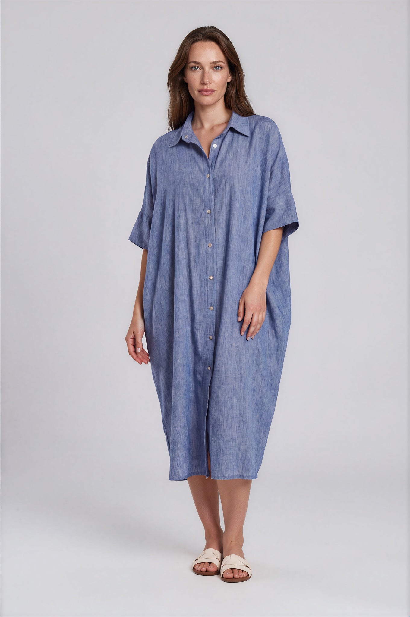 Oversized Linen Shirt Dress