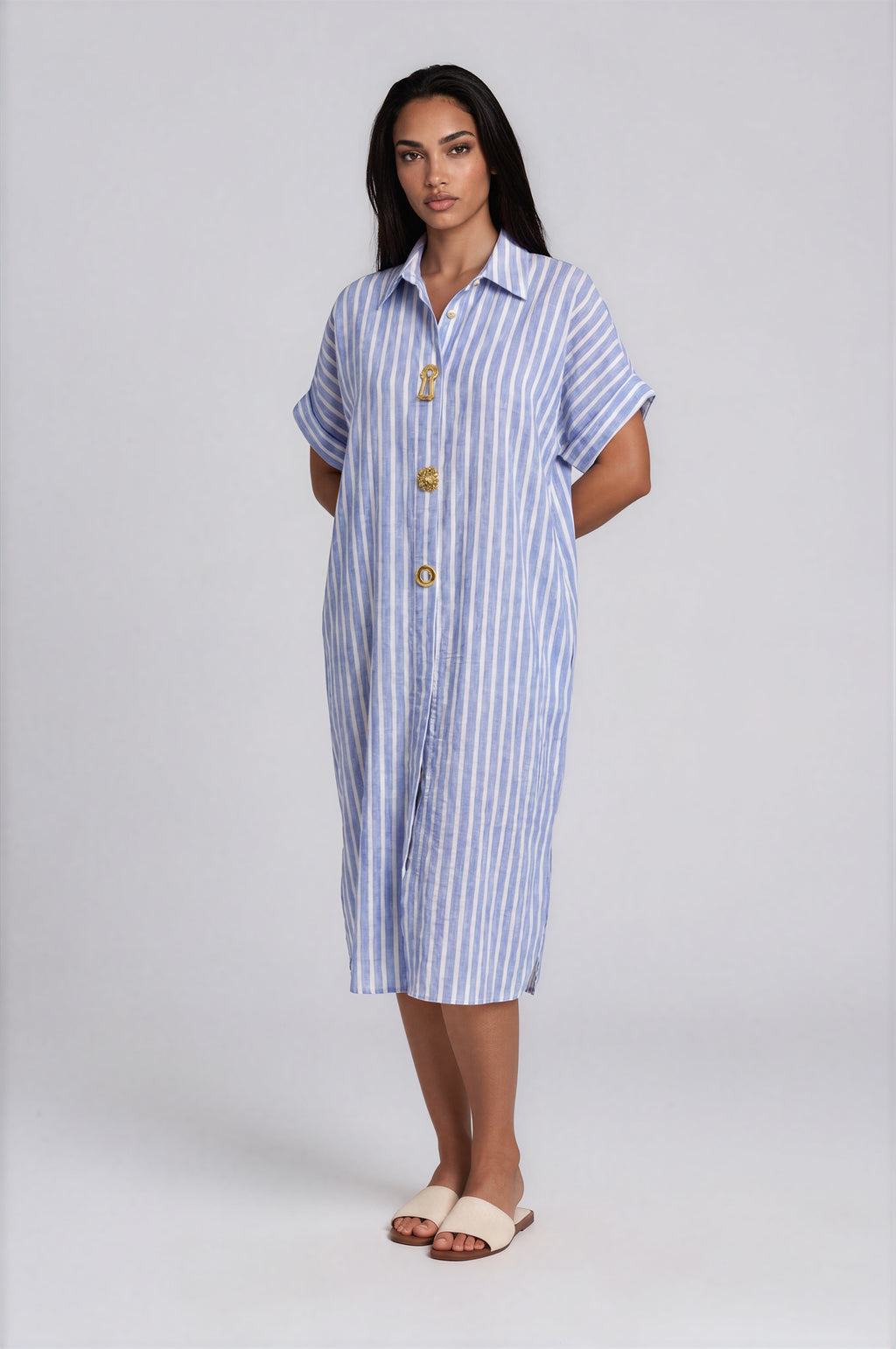 Striped Linen Maxi Dress