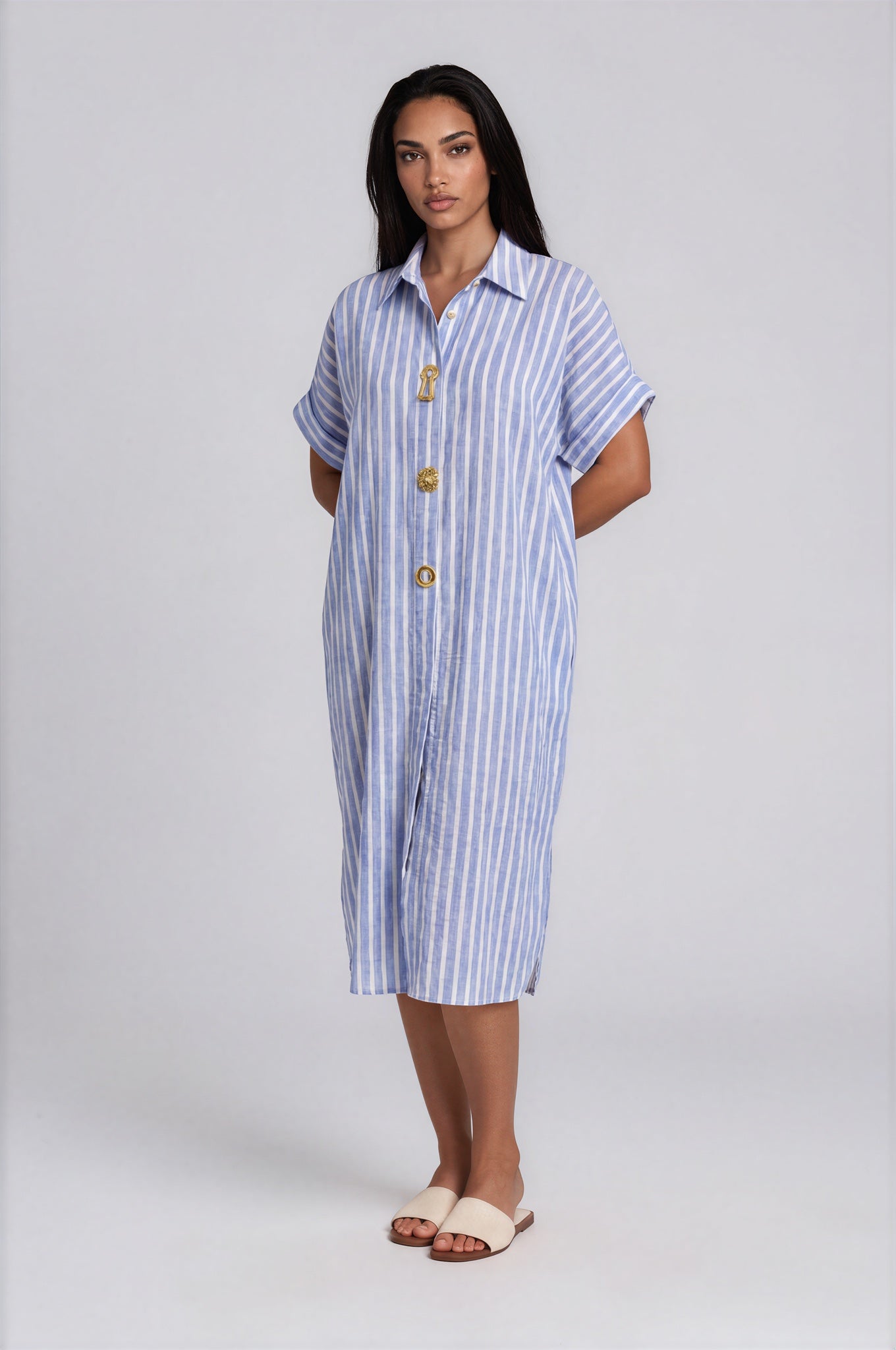 Striped Linen Maxi Dress