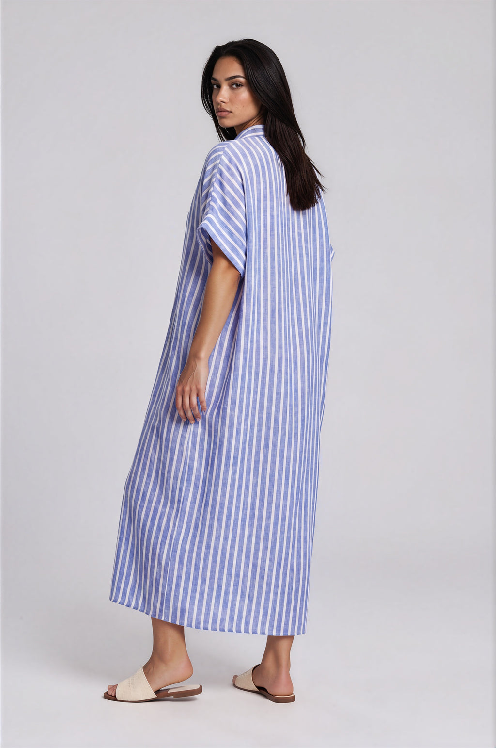 Striped Linen Maxi Dress