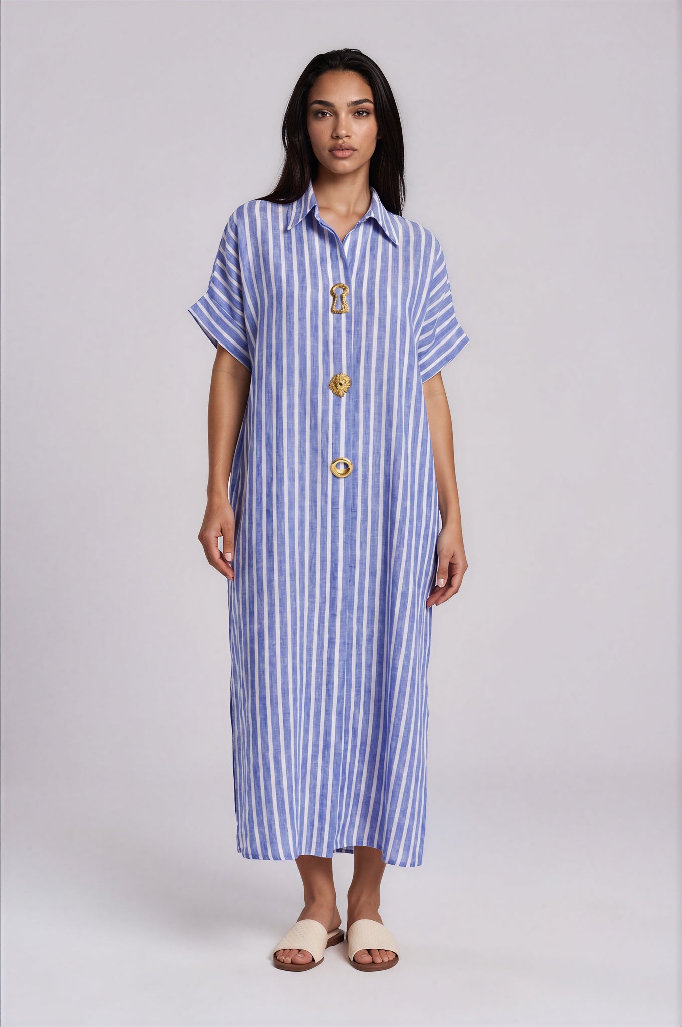Striped Linen Maxi Dress