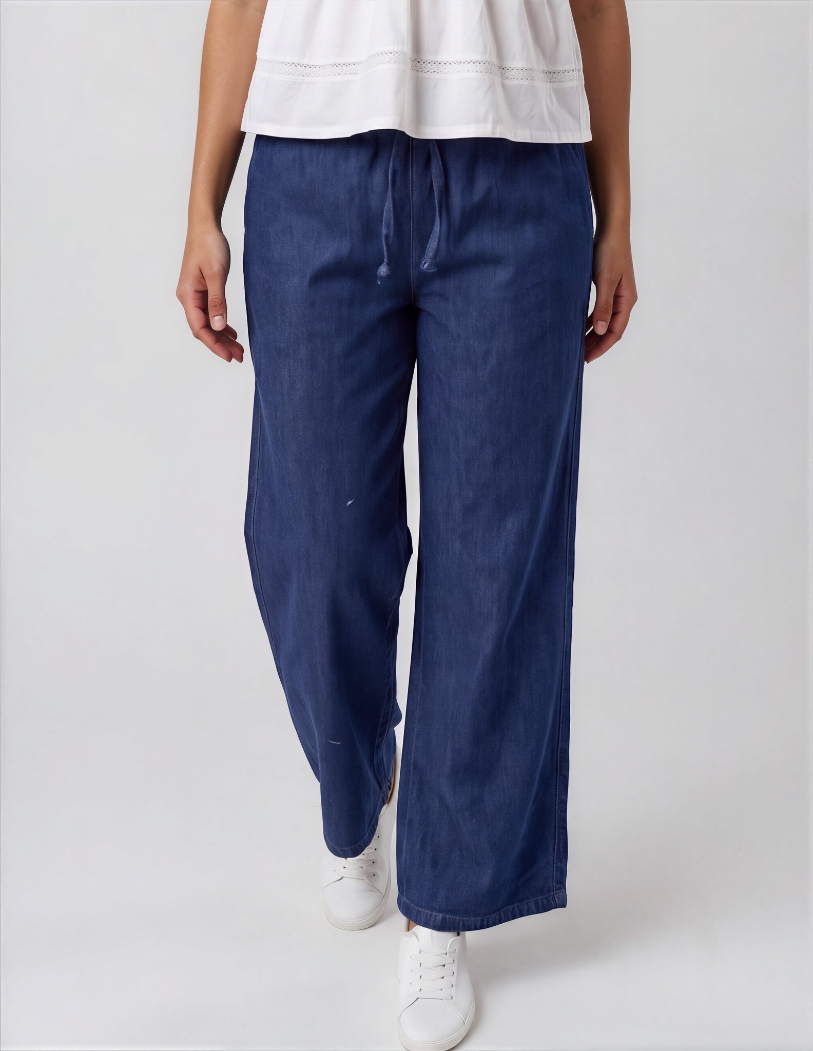 Wide-Leg Denim Pants