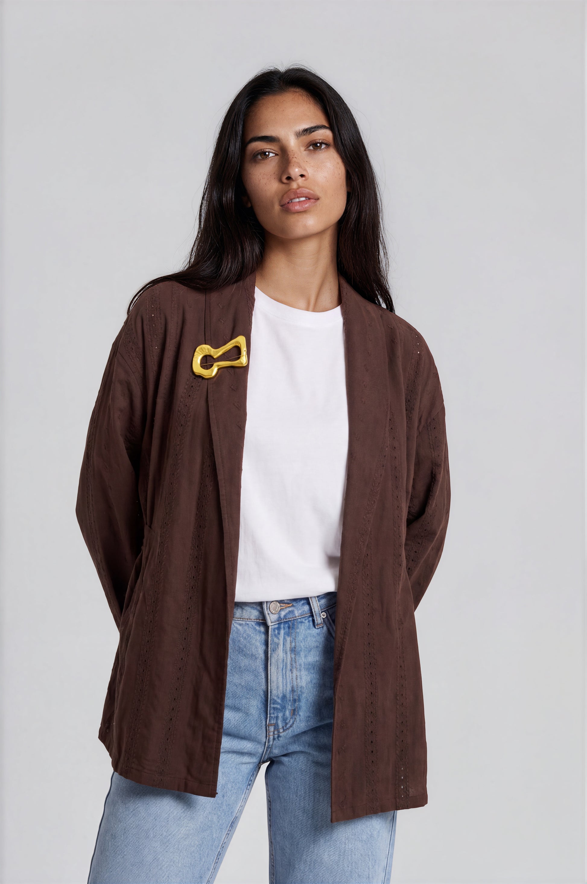 Eyelet  Kimono Jacket