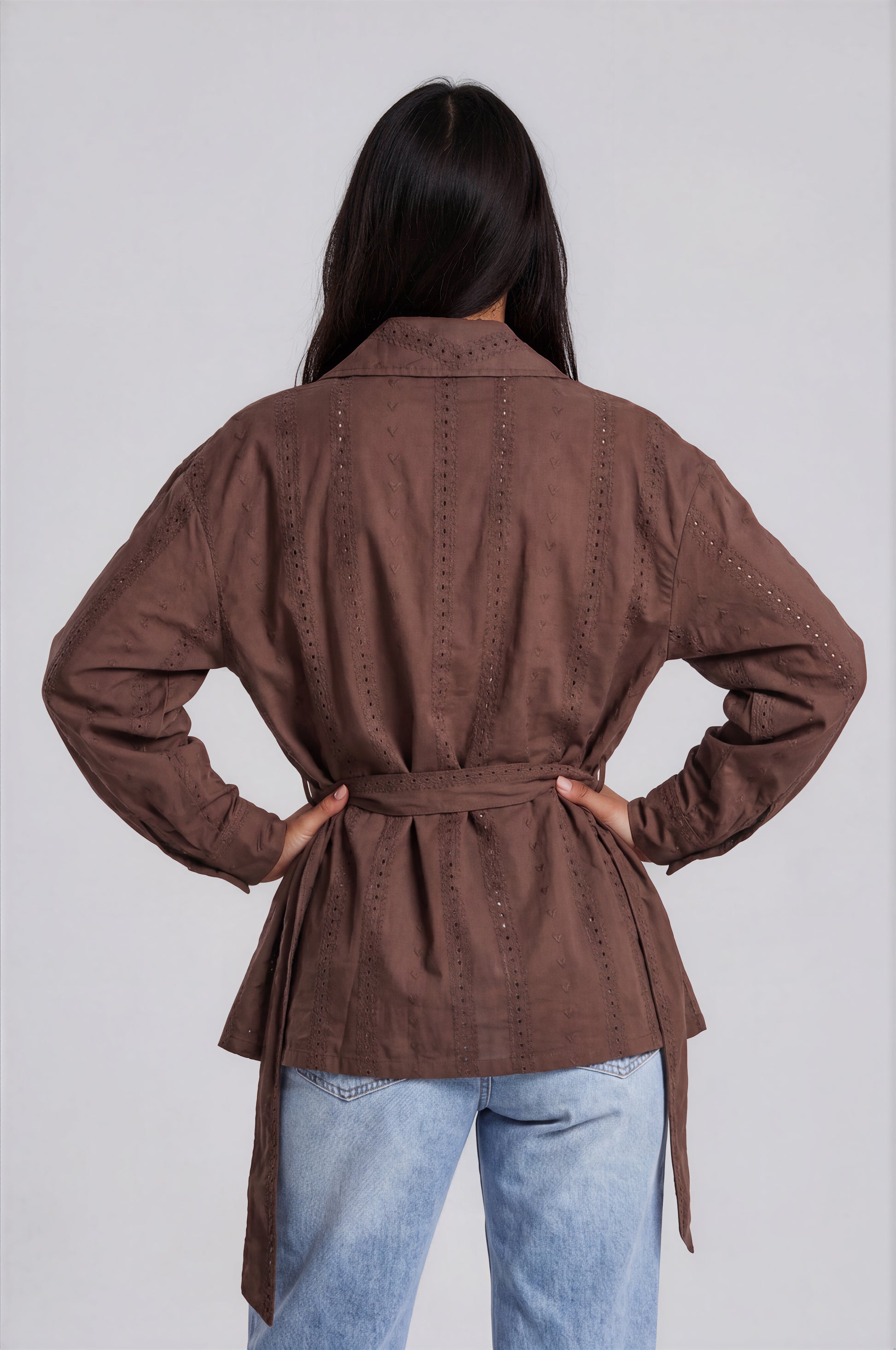 Eyelet  Kimono Jacket
