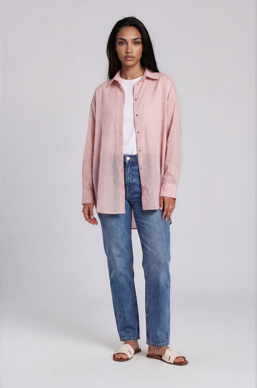 Oversized Embellished Button-Down Shirt